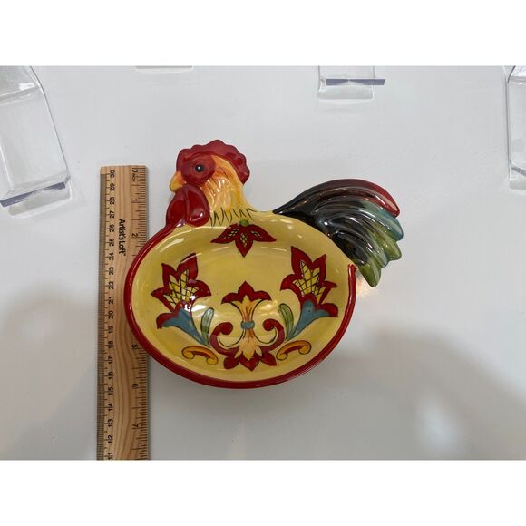 Set of 4 Maxcera Rooster Hand Painted Floral Design Decorative Dishes/Bowls - Picture 14 of 14